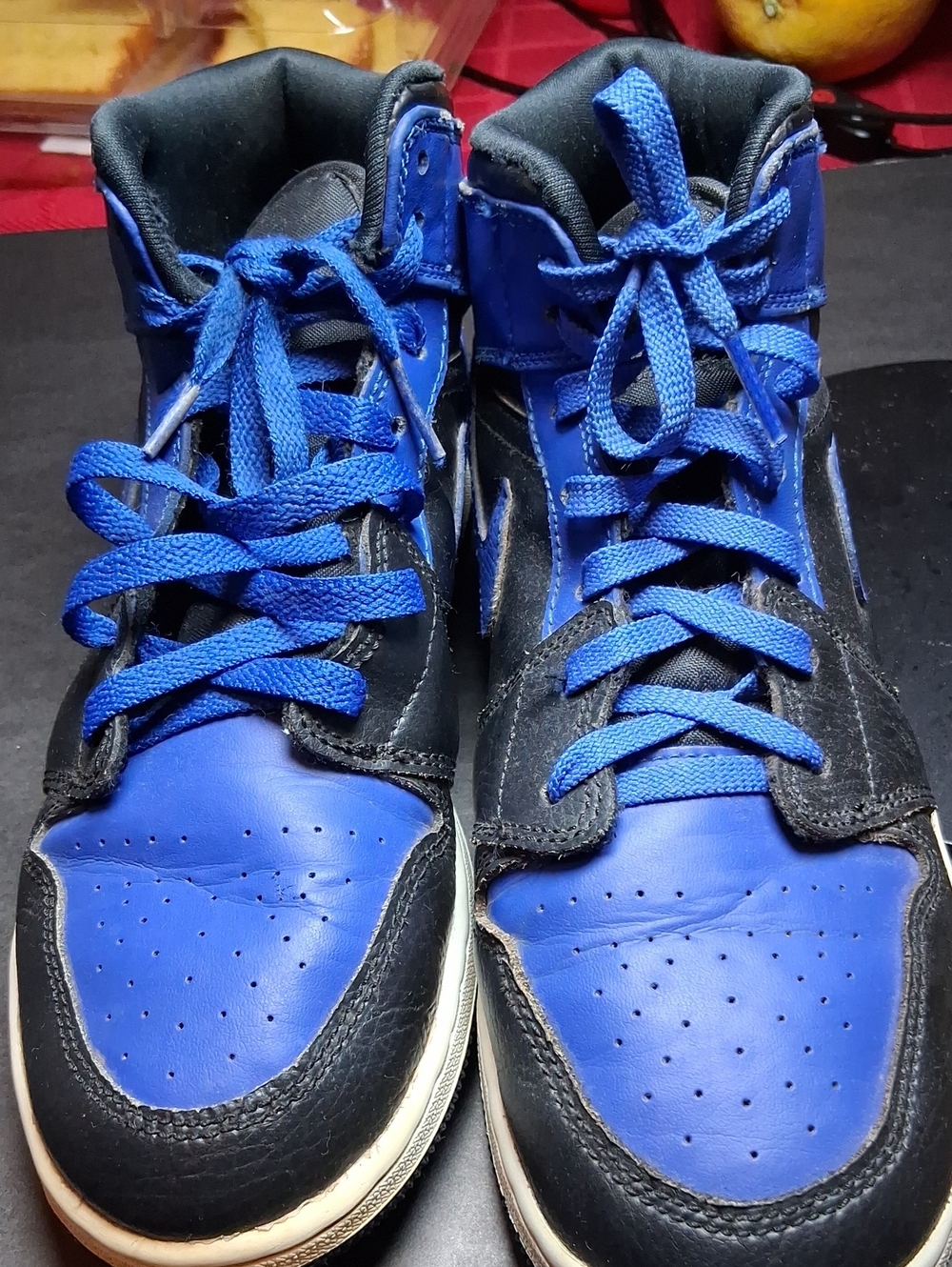 Blue and Black High-Top Sneakers
